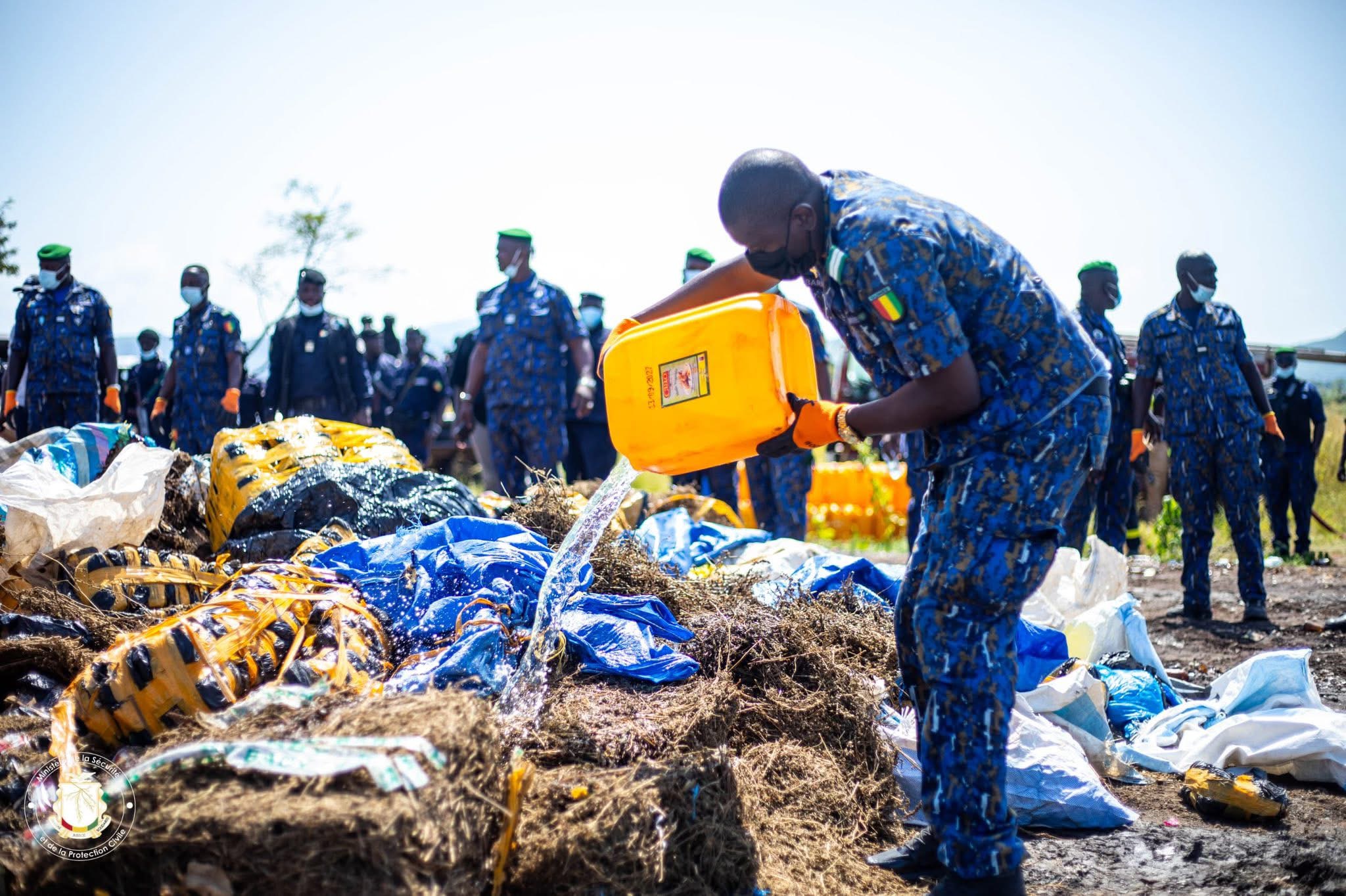 Coyah : incinération d’une importante quantité de drogues saisies par les services de sécurité