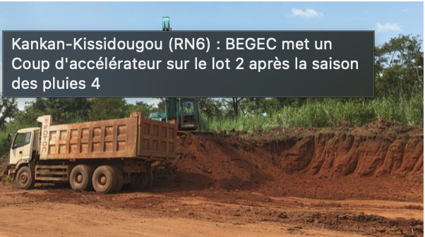 Kankan-Kissidougou : les travaux de la RN6 avancent sur le lot 2